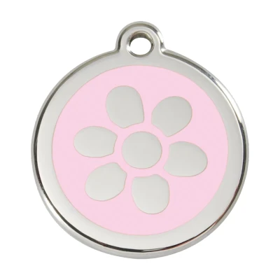 Afbeelding van Flower Pink roestvrijstalen hondenpenning large/groot dia. 3,8 cm RedDingo