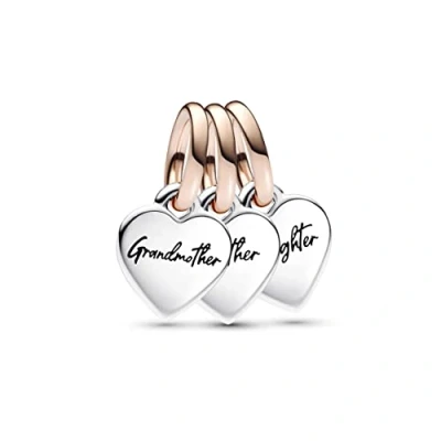 Afbeelding van Pandora Moments 925 Sterling Silver Family Generation of Hearts Charm 782648C00with14K RoseGold Plating