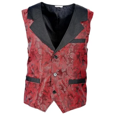 Afbeelding van Widmann Vampier &amp; Dracula Kostuum Graaf Steampunk Gilet Man Rood, Zwart Medium / Large Halloween Verkleedkleding