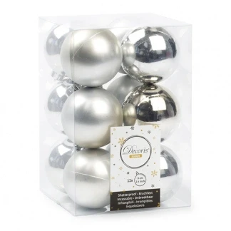 Afbeelding van Kerstballen Ø 6 cm 12 stuks (Zilver)