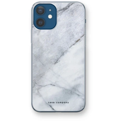Afbeelding van Case Company® hoesje geschikt voor iPhone 12 Witte marmer Soft Cover Telefoonhoesje Bescherming aan alle Kanten en Schermrand