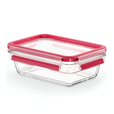 Afbeelding van Emsa N1040600 Clip&amp;close Verre Boite Rect 0.7l Rouge