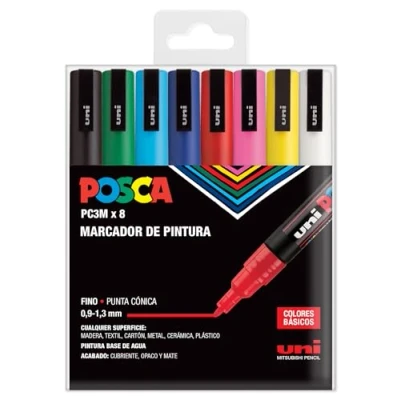 Image de UNI Posca Lot PC 3M Basic de 8 marqueurs
