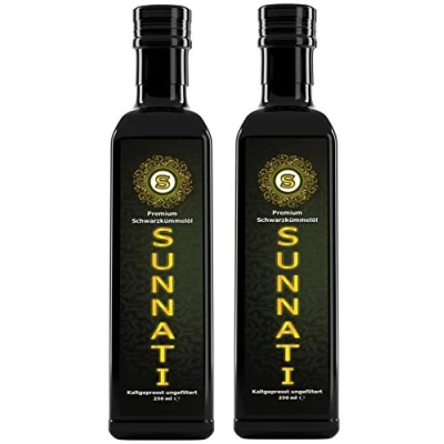 Afbeelding van Sunnati® Zwarte komijnolie, ongefilterd, 100% zuiver, koudgeperst, 500 ml (2 x 250 ml)