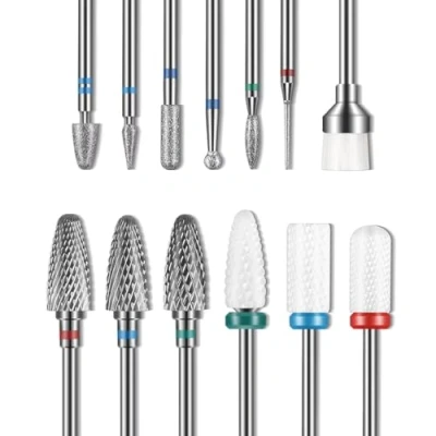 Afbeelding van Set van 13 nagelboren, 3 wolfraamcarbide boren + keramische nagelboren 6 diamantboren 1 borstel, 3/32 inch elektrische nagelvijl voor nagelboor, manicure, pedicure