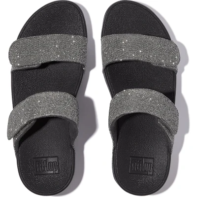 Afbeelding van FitFlop Lulu Adjustable Shimmerlux Slides Vrouwen Pewter
