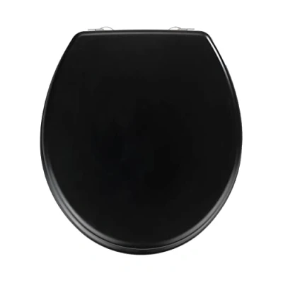 Afbeelding van WENKO 20077100 wc bril Prima toiletbril, geschikt voor spoelbak, roestvrijstalen bevestiging, MDF, 37 x 41 cm 38 10 mat zwart