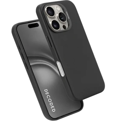 Afbeelding van DECODED Leren Hoesje voor iPhone 16 Pro Gemaakt van Premium ECCO Leer Geschikt MagSafe Zwart