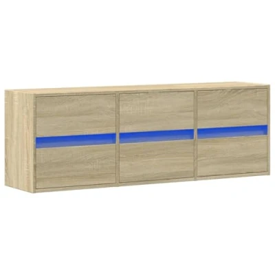 Image de vidaXL Meuble TV mural avec lumières LED chêne sonoma 130x31x45 cm852301