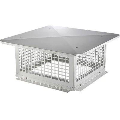 Image de VEVOR Chapeau de Cheminée 432x432 mm Conduit Base Carrée Acier Inoxydable 304 Couvercle Bouchon Protection Anti oiseaux Pare vent avec Accessoires pour Différents Types Cheminées