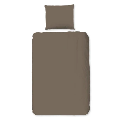 Afbeelding van Luxe Microfiber Dekbedovertrek 135x200 cm Uni Taupe 1 Persoons Oeko Tex Gecertificeerd