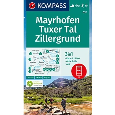 Afbeelding van KOMPASS Wanderkarte 037 Mayrhofen, Tuxer Tal, Zillergrund 1:25.000