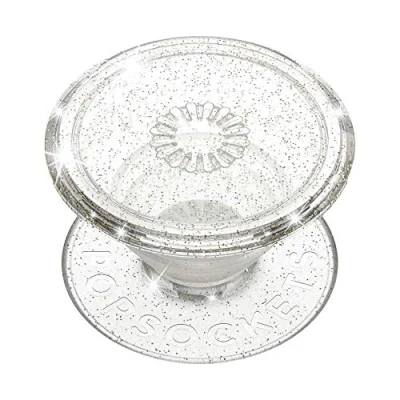 Image de PopSockets PopGrip Poignée de doigt/béquille pour téléphone portable swappable Clear Glitter Silver