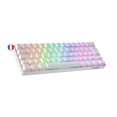 Afbeelding van Geeky GK61 60% Hot Swappable mechanisch Gaming toetsenbord 62 Kleurrijke Toetsen Achtergrondverlichting RGB LED voor PC/Mac ISO FR AZERTY Frans (wit, blauw)