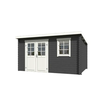 Afbeelding van Blokhut Amira 400x295 cm Carbon Grey wit Gecoat