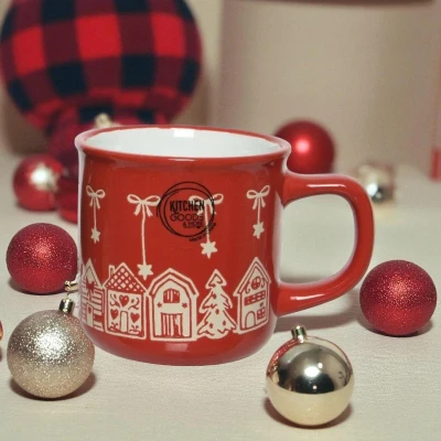 Afbeelding van Klassieke Kerstmok Rood Handgemaakte keramieken mok