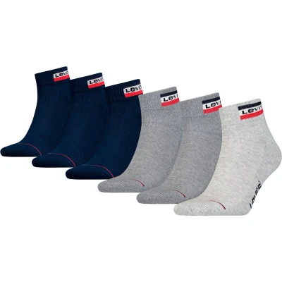Afbeelding van Levi&#039;s Levis MID CUT ECOM 6 PACK Sokken, Heren, Maat: 39 42, Grey dress blues combo
