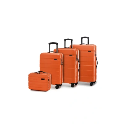 Afbeelding van WITTCHEN COMODO Line Set van harde ABS koffers met TSA slot, maat S, M, L en cosmeticakoffer, Oranje, kofferset 4 delig,