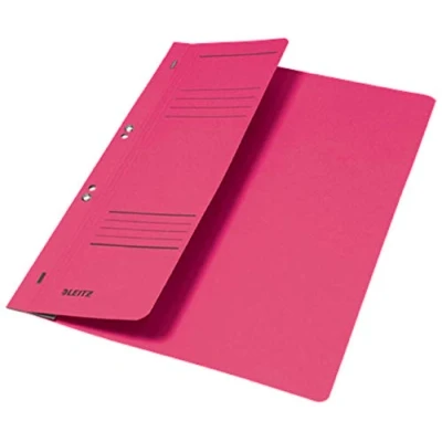 Afbeelding van Snelhechtmap Leitz 3740 A4 1/2 voorblad + 2 gaats 250gr karton rood 50ST