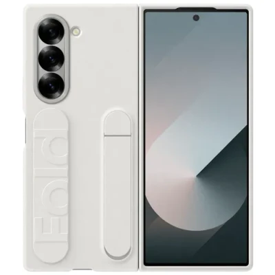 Afbeelding van Samsung Galaxy Z Fold 6 Siliconen Back Cover met Standaard Wit