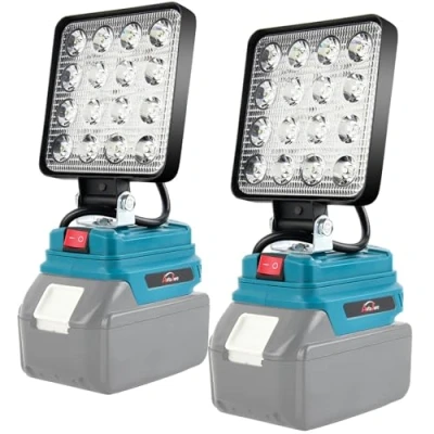 Afbeelding van AUTOJARE 10,16 cm draadloze led werklamp voor Makita 18 V 48 W 3200 lm draagbare bouwlamp autoreparatie, verlichting thuis, camping, vissen (2 stuks, geen batterij)