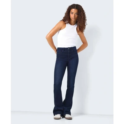 Afbeelding van Noisy May Dames Sallie High Waist Flare Jeans Donkerblauw 25 / 30