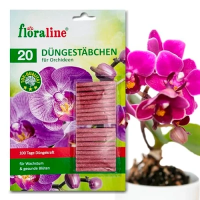Afbeelding van floraline® 20 stuks orchideeënmeststokjes, tot 100 dagen groei en mooie gezonde bloemen, zacht aanbrengen