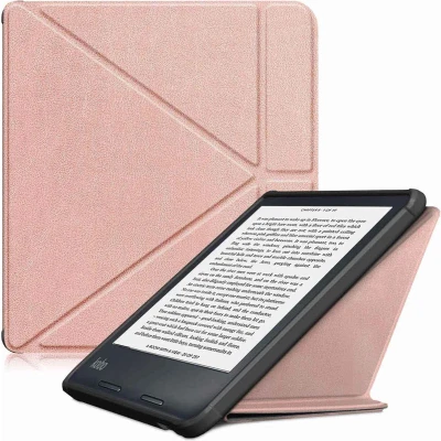 Afbeelding van imoshion Ereader Cover / Hoesje Geschikt voor Tolino Vision 6 Kobo Libra 2 Origami Bookcase e reader Rosé Goud