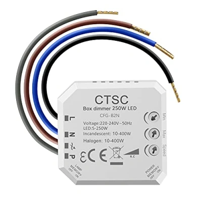 Afbeelding van CTSC 220 V lekranddimmer, stil, dimbaar voor dimbare led en halogeenlamp (B2N)