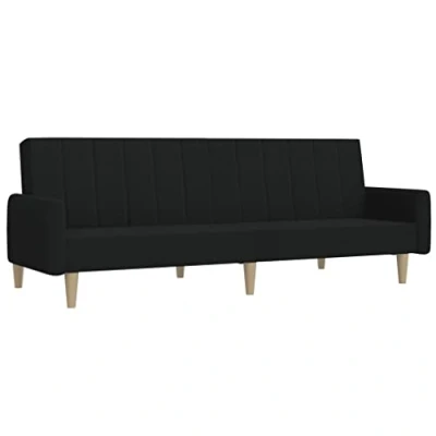 Image de vidaXL Canapé lit à 2 places noir tissu375725