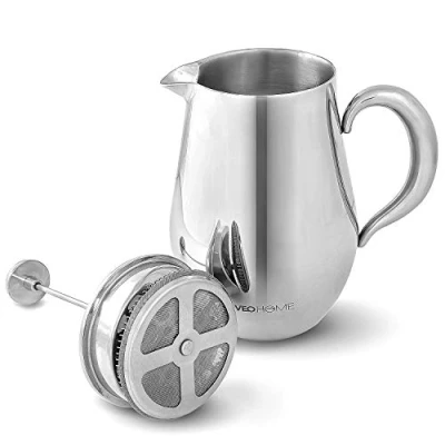 Afbeelding van VeoHome RVS Franse Pers 1 Liter Duurzaam, Dubbelwandig &amp; Eco vriendelijk voor Perfecte Koffie