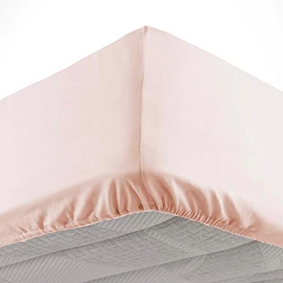 Afbeelding van Douceur d&#039;Intérieur Hoeslaken voor tweepersoonsbed, 140 x 190 cm, microvezel, effen, Oscar Nude, 100% polyester