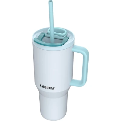 Afbeelding van Kambukka Rio Tumbler 950ml Frosty Coconut waterfles met Telescopisch rietje Lek proof BPA vrij