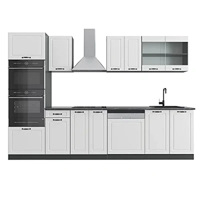 Afbeelding van Vicco keuken &quot;R Line&quot;, boerenwit/antraciet, 300 cm met hoge kast, zonder werkblad