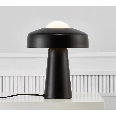 Afbeelding van Nordlux Time tafellamp paddenstoel vorm metaal en glas E27 zwart