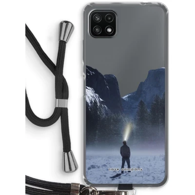 Afbeelding van Case Company® hoesje met Koord geschikt voor Samsung Galaxy A22 5G Wanderlust Telefoonhoesje Zwart Bescherming aan alle Kanten en Over de Schermrand