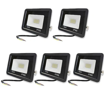 Afbeelding van Hopelit led buitenspot, 10 W, 5 stuks, schijnwerper, 3000 K, warmwit, IP66 waterdicht, schijnwerper voor buiten, buitenverlichting tuin, terras, garage, terras