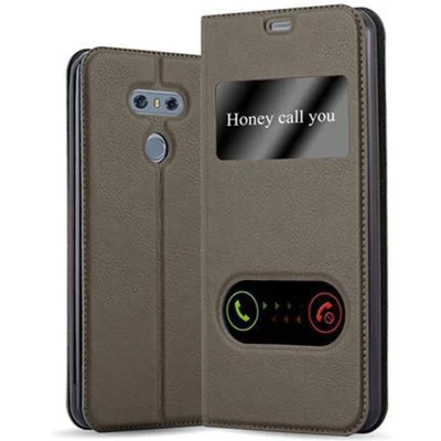 Afbeelding van Cadorabo Hoesje geschikt voor LG G6 in STEEN BRUIN Beschermhoes met magnetische sluiting, standfunctie en 2 kijkvensters Book Case Cover Etui