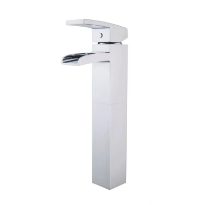 Afbeelding van Wiesbaden Rombo HOGE waterval wastafelkraan chroom