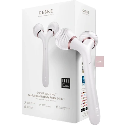 Afbeelding van GESKE SmartAppGuided™ Sonic Facial &amp; Body Roller 4 in 1 Dermaroller Apparaat voor gezicht en lichaam Dermarol Professionele gezichtsroller Verstevigt definieert
