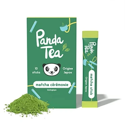 Afbeelding van Panda Tea matcha thee biologische ceremonie Japanse oorsprong 10 theesticks groene poeder ideaal voor je dranken