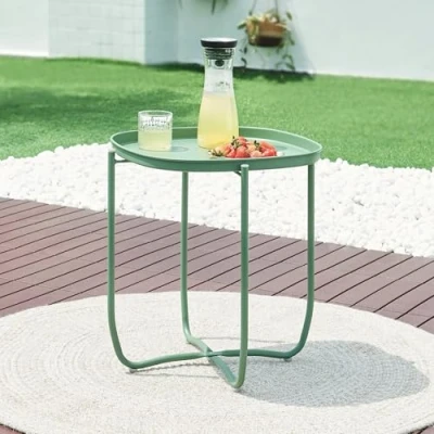 Afbeelding van Tuintafel Sandefjord bijzettafel metaal 53x46x46cm groen [en.casa]