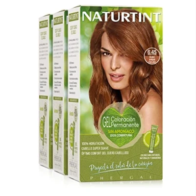Afbeelding van Naturtint Biobased Ammoniakvrije kleuring 100% dekking van wit haar Plantaardige ingrediënten Natuurlijke en duurzame kleur 6,45 donker amberblond 3 stuks