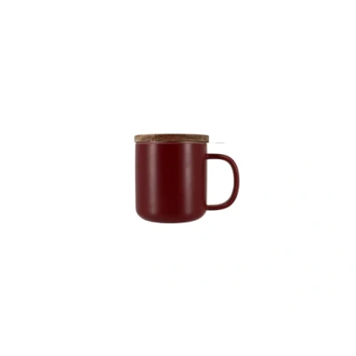 Afbeelding van OGO LIVING Juliet Bordeaux theepot 300ml Ideaal voor thee en kruidenthee Theemok van aardewerk deksel acaciahout