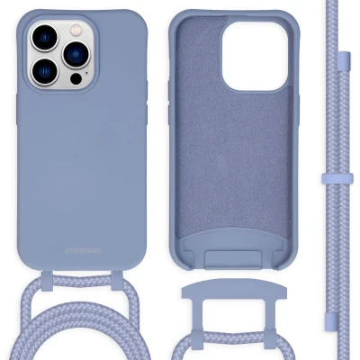 Afbeelding van iMoshion Hoesje Geschikt voor iPhone 14 Pro met koord Color Backcover afneembaar Blauw