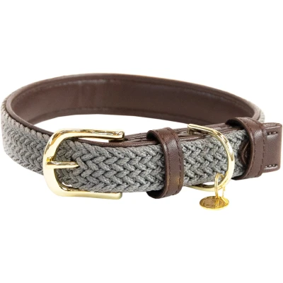 Afbeelding van Kentucky Dogwear Hondenhalsband Gevlochten Nylon Grijs Maat M 50cm Hondenriem