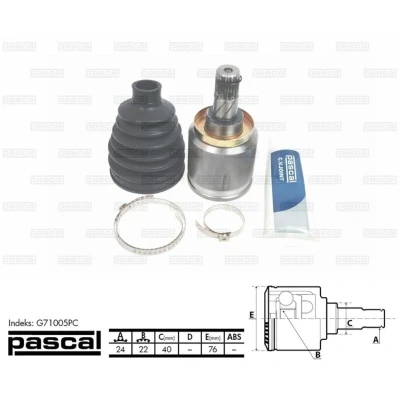 Afbeelding van PASCAL G71005PC Homokineet Vooras rechts, Versnellingsbak zijde, links