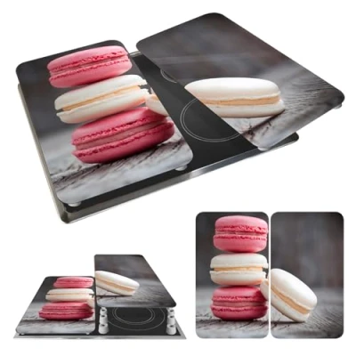 Image de Planches à découper en verre Lot de 2 couvre plaques universels Macarons