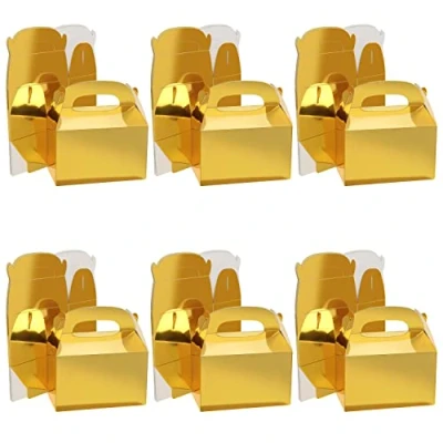 Afbeelding van Belle Vous Goud Glanzende Feest Geschenken Doosjes (24 Pak) 16 x 9,3 8,6 cm Blanke Geschenkdoosjes Goodiebags Voor Kinder Verjaardagen, Voedsel, Baby Shower &amp; Huwelijken