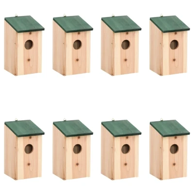 Afbeelding van Vogelhuisjes 8 st 12x12x22 cm hout
